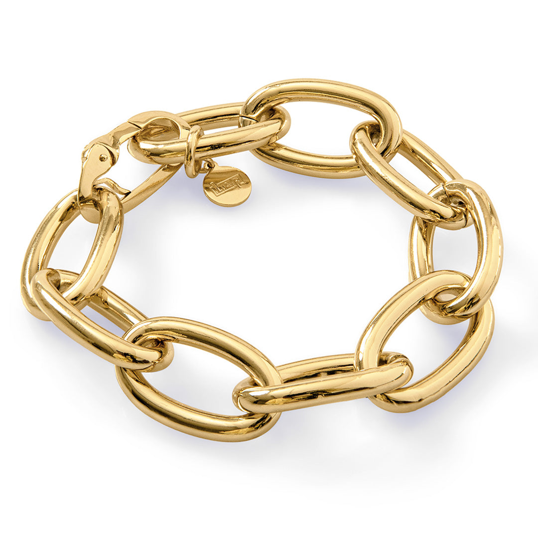 Bracciale donna catena forzatina in bronzo dorato lucido