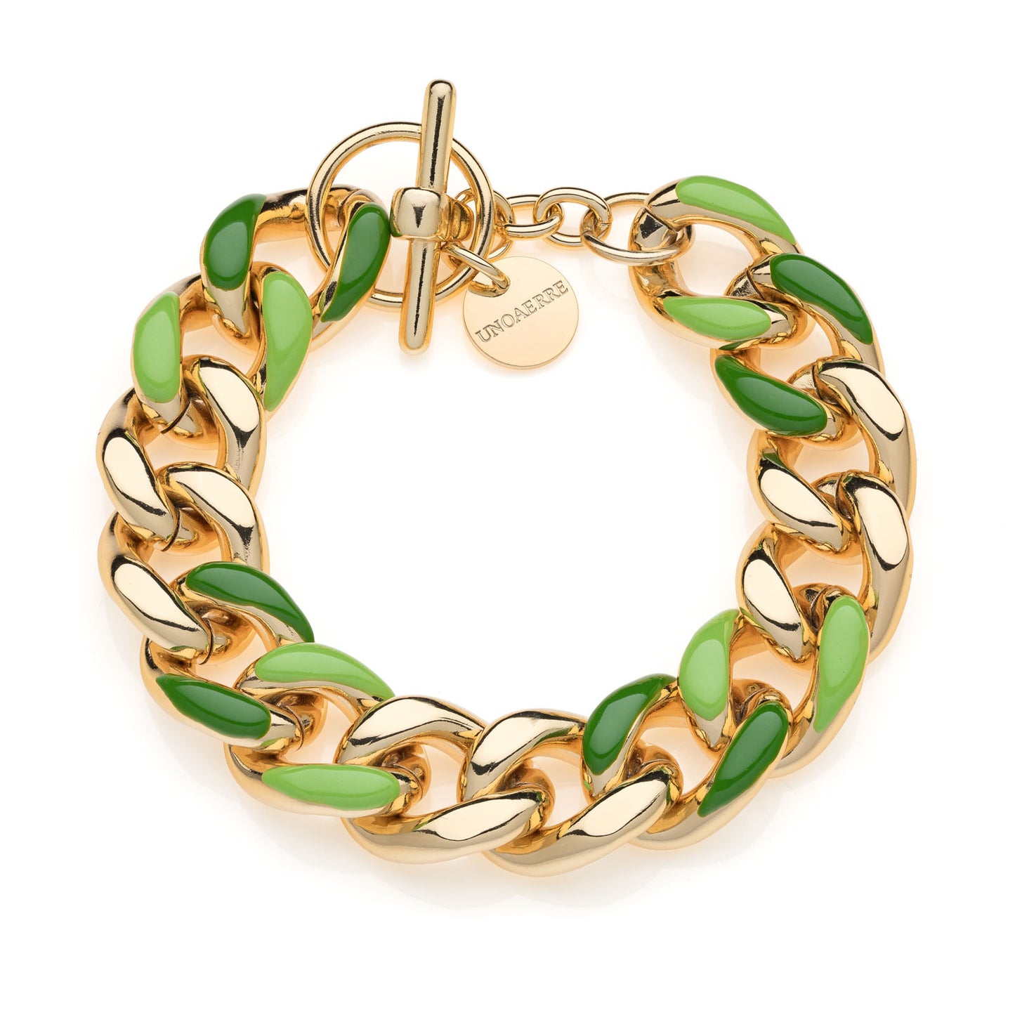 Bracciale donna groumette con smalto verde