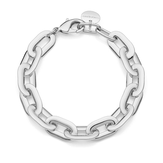 Bracciale donna argentato catena ovale piatta