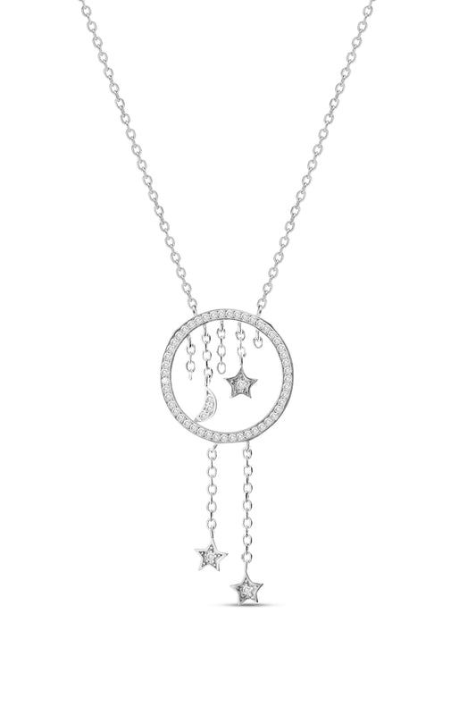 Collana donna con pendente stelle e lune.