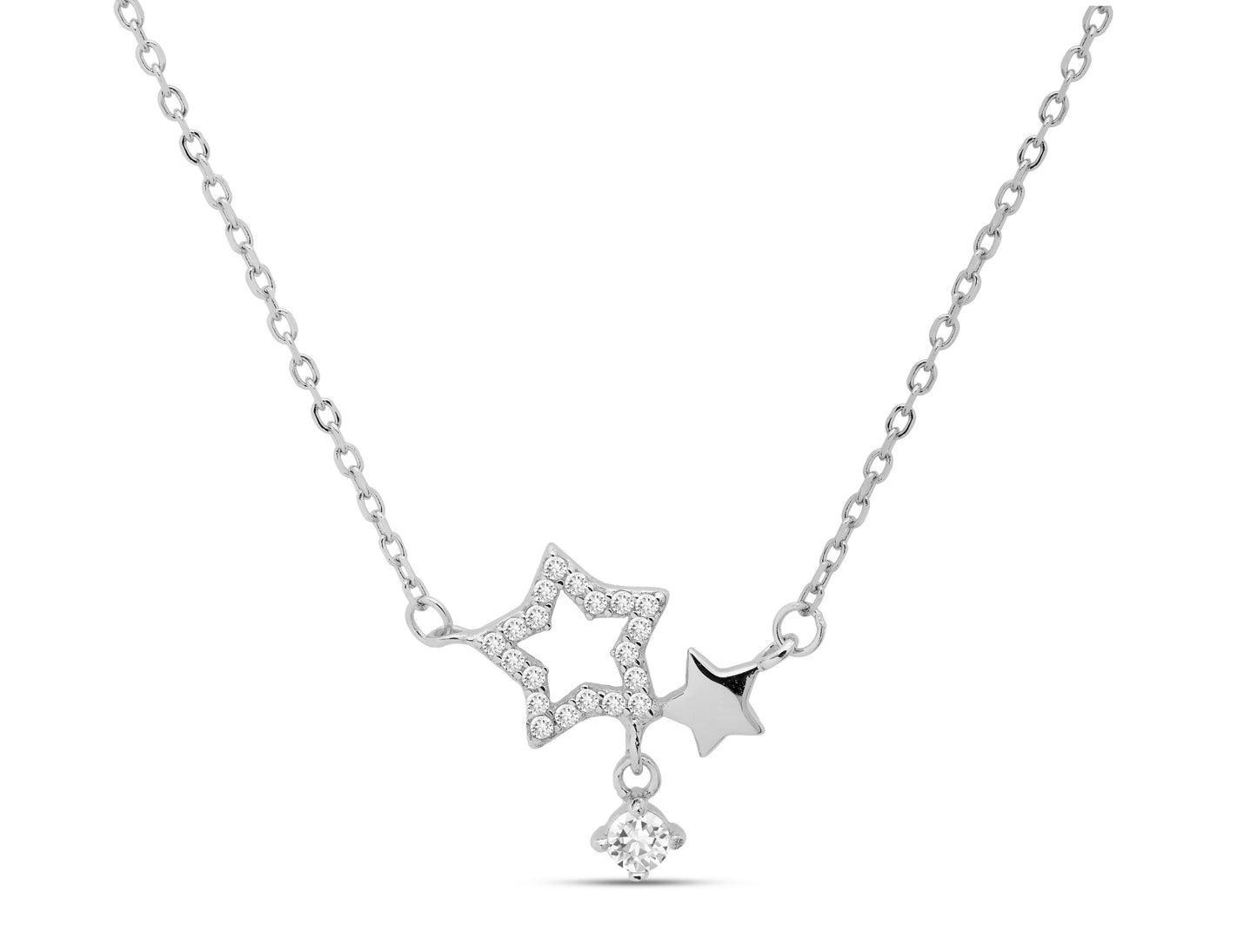 Collana doppia stella con punto luce.