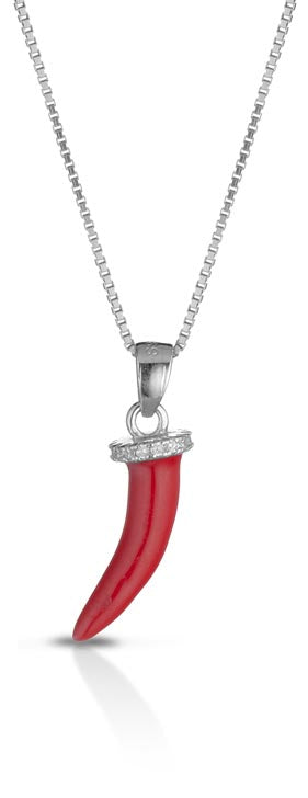 Collana con corno rosso