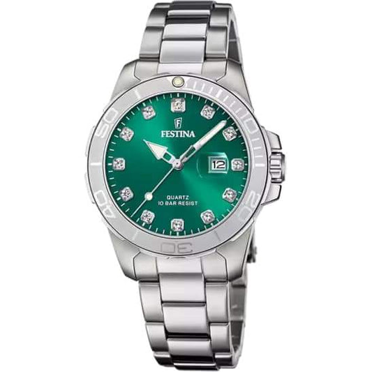 OROLOGIO FESTINA BOYFRIEND COLLECTION F20503/7 VERDE CINGHIA ACCIAIO INOSSIDABILE 316L, DONNA